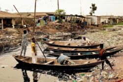 Polluted river full of garbage